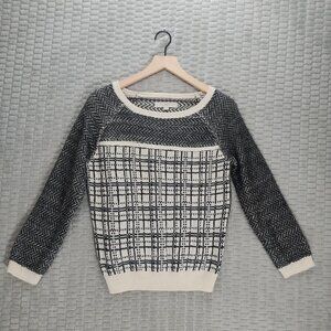 Loft Black and White Acrylic/Wool/Alpaca Blend Sweater-Sz S